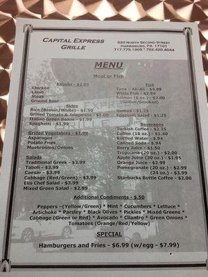 Menu, they have other non-menu specials