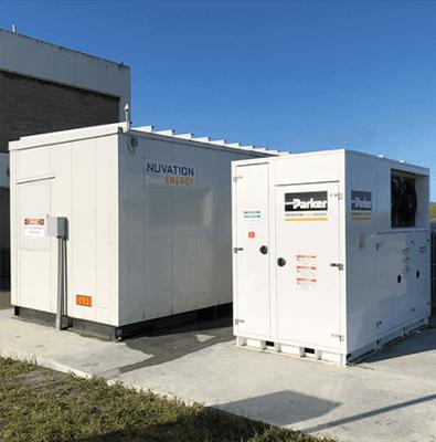 A custom energy storage system for a wastewater treatment plant.