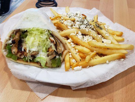 Philly Pita with a side of Greek Fries