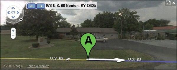 View of front of office from Google Earth