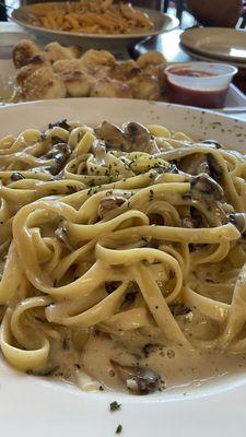 Fettuccine Alfredo with mushrooms