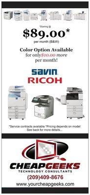We sell, lease, rent & service all Savin/Ricoh Business Machines!
