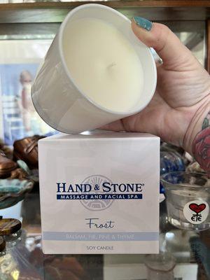 Frost scented hand & stone candle. By far THE BEST candle EVER.