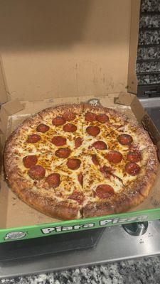 Large, stuffed crust pepperoni pizza