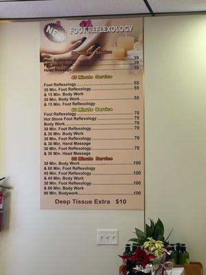 Massage prices
