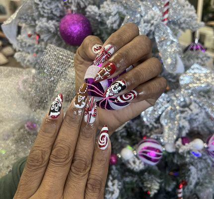 Mickey Mouse Christmas nails by Hailey