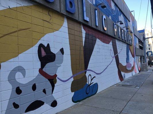 The mural in front of Woodmont Rugby Garage!