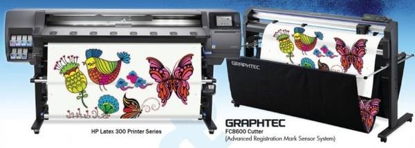 Along with the HP printer, the Graphtec FC8600 high performance cutting plotter can create labels, decals, window graphics and more!