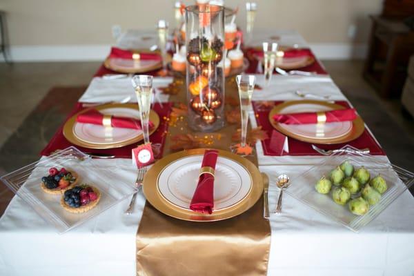Elegant Thanksgiving or fall party-in-a-box.