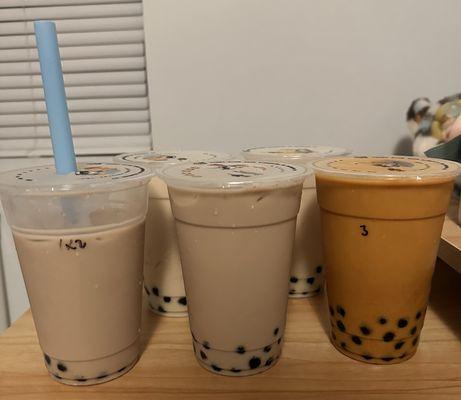 Boba Milk Tea Thai Milk Tea Jasmine Milk Tea (in back)