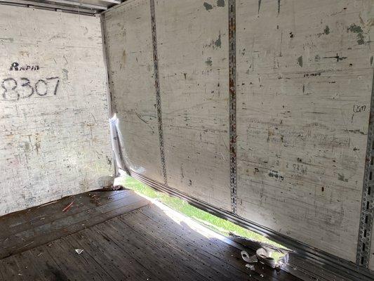 Inside look of trailer in accident