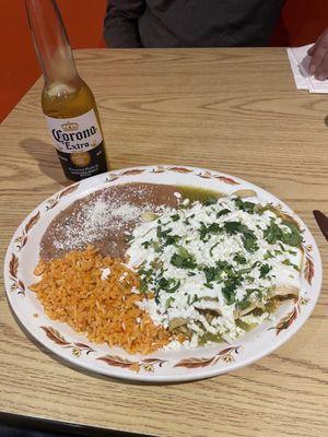 Chicken Enchiladas with green sauce. Oh yea!
