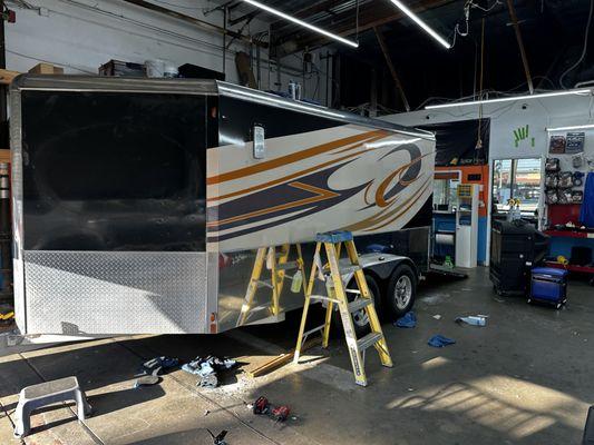 Trailer wrap with custom print