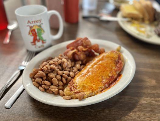 Relleno w/ red, beans and bacon. Yup, that was breakfast.