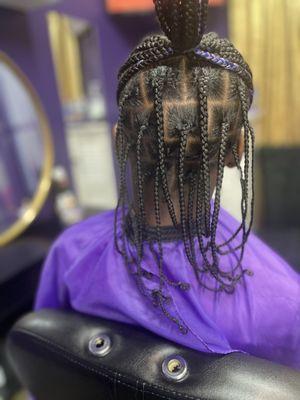 Kid's Tribal braids with large knotless in the back