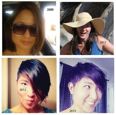 2009 highlights & cut // 2011 grow out healthy (wedding year) // 2012 bold inspiration by Rihanna. // 2015 looking fresh & professional