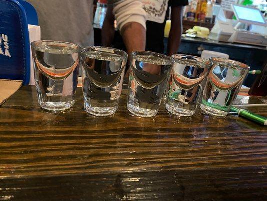 Shots on the house from the owner. He was so nice