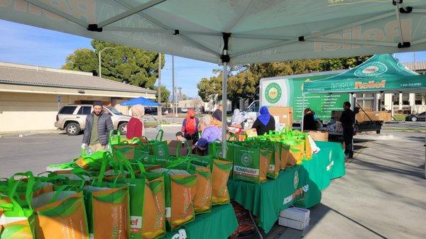 monthly food drives held at the mosque