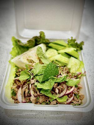 Beef Laab. Love all the veggies!!