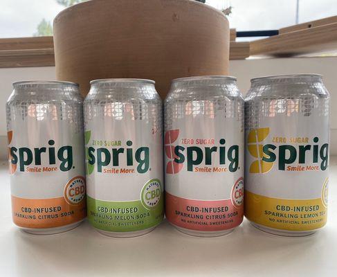 Sprig CBD-Infused Sparkling Water 20mg of CBC in each can!