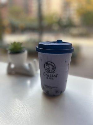 Taro Milk Tea with Boba!