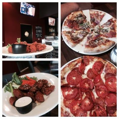 Happy hour wings & happy hour 10 in. 2 topping pizzas ($7.99 each(.