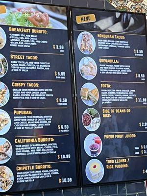 Menu. Limited compared to many local taco places here, but if they do these things well could be a hidden gem based on other reviews.