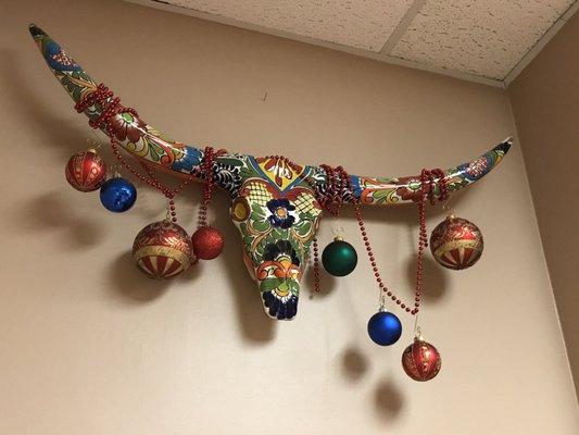 On one of the waiting room walls. Pretty cheerful.