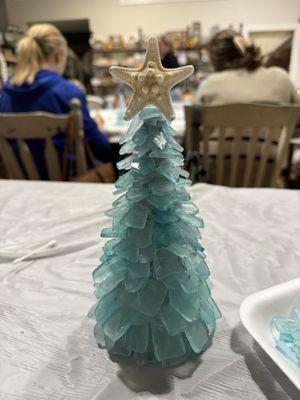 This is my sea glass Christmas tree unlit.