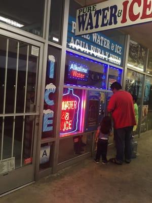 Even when the store is closed you can still get water dispensed @$.25 cents a gallon.
