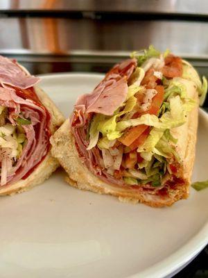 Spicy Italian Hoagie with LTO red pepper spread, vinegar, mayo, oregano