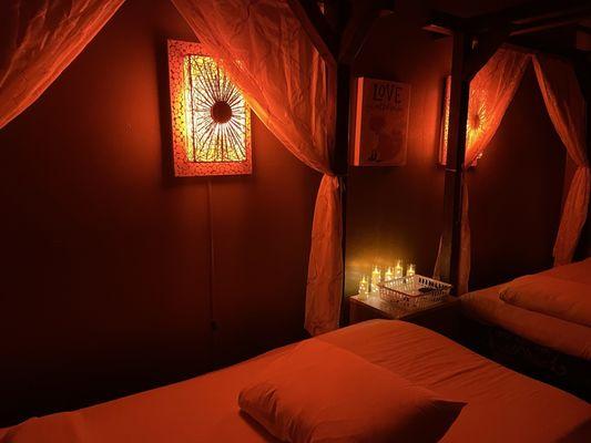 Serene, clean and lovely couples massage room