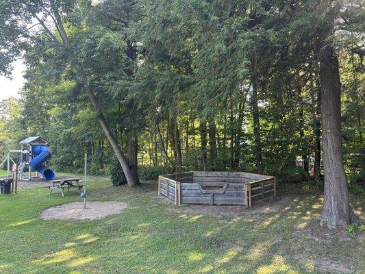 Higby's Campground and Cottages playground with gaga ball