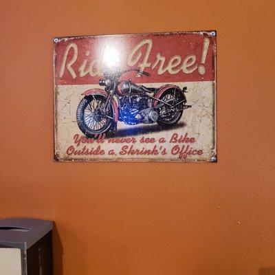 Lots of great biking decor adorning the walls. Definitely a biker bar.