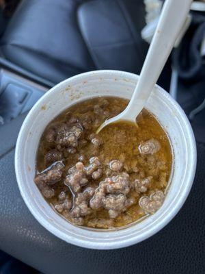 Supposed to be a cup of chili. just boiled ground beef with no season