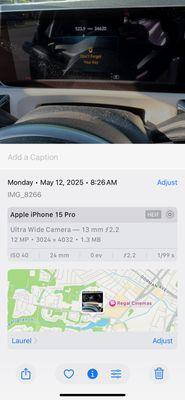Odometer reading on May 12, 2025.
