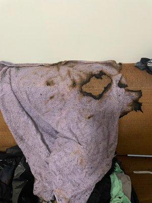 BURNED CLOTHES FROM DROP OFF SERVICE