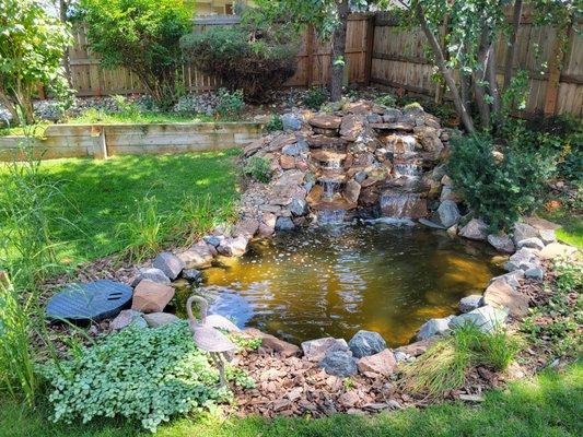 Duel waterfall with lights