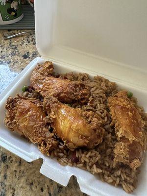 As you can see chicken was gross over cooked . I threw it away that's how disgusting it was .