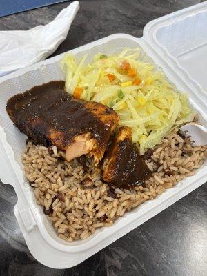 Jerk Salmon w/ Rice & Beans