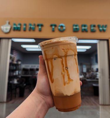 Business sign and a toffee nut cold brew!