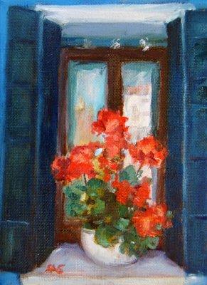 Window in Burano, oils on canvas, 5"x7"