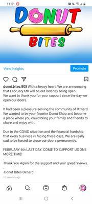 Closing Permanently February 6th, 2021