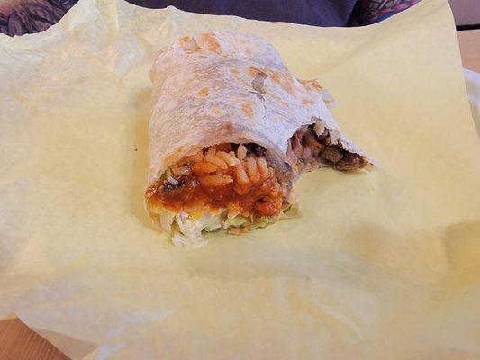 Half a Carne asada super burrito.