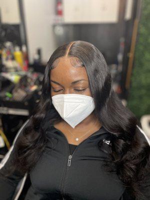 Lace closure with light baby hairs