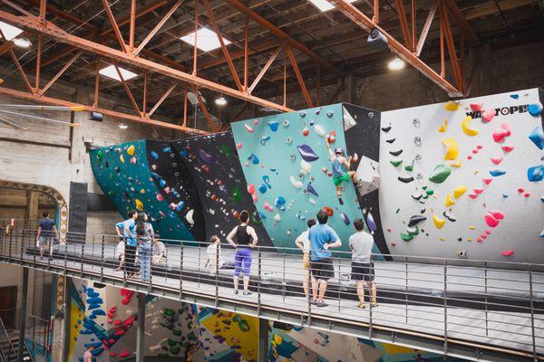 Top floor bouldering at The Oaks