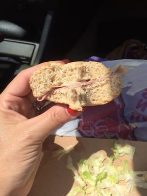 Pre made ham and Swiss with hardly any ham or Swiss