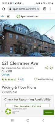 This apartment is located in the cleffton area of Cincinnati Ohio and one of the worst apartment you can ever live DON'T MOVE HERE !!