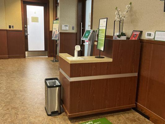 The different kiosks in the waiting room