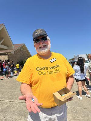 Little Jesus being handed out